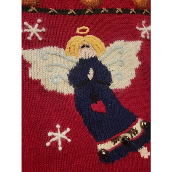 Vintage Quacker Factory Cardigan Sweater Women's Medium Red Angel Christmas - Picture 3 of 5